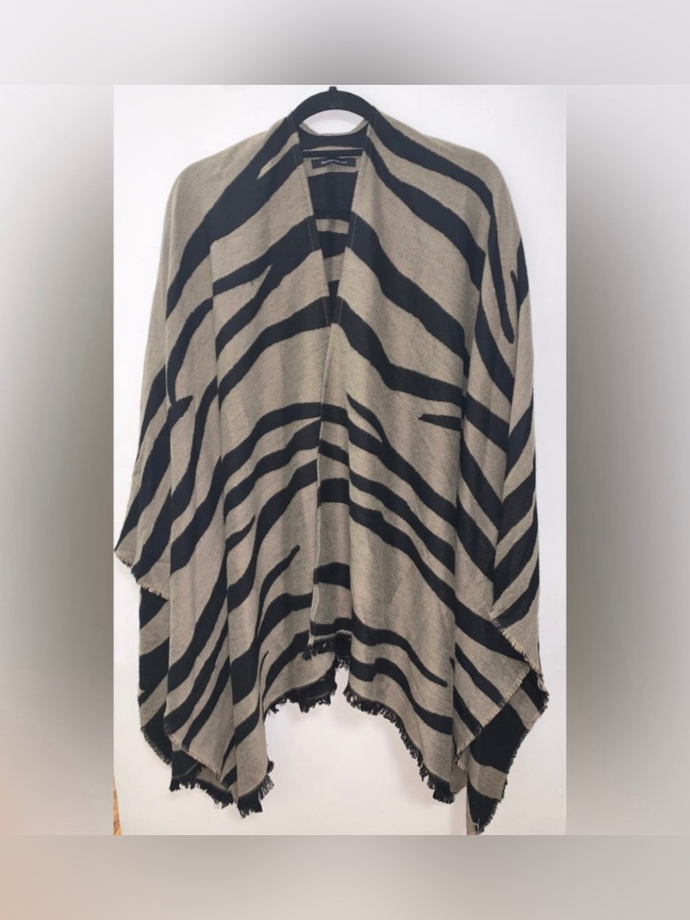 Banana Republic Beige and Black Zebra-Print Poncho